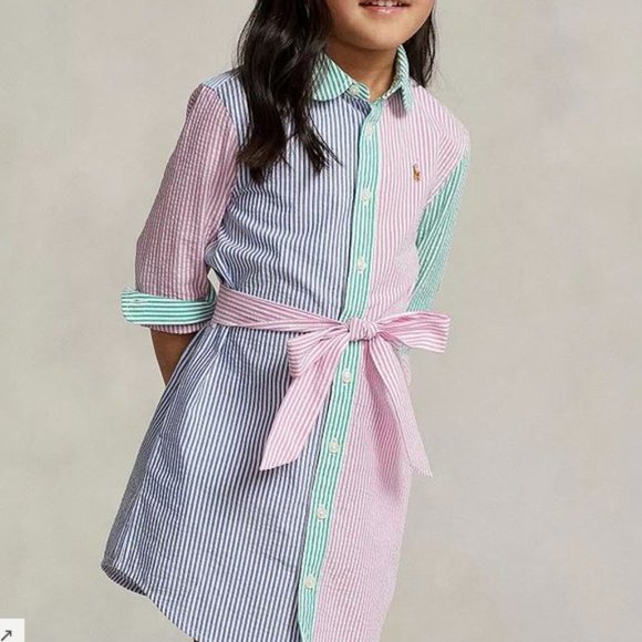 Polo Ralph Lauren  Girls' Cotton Color Blocked Shirdress - Picture 1 of 6